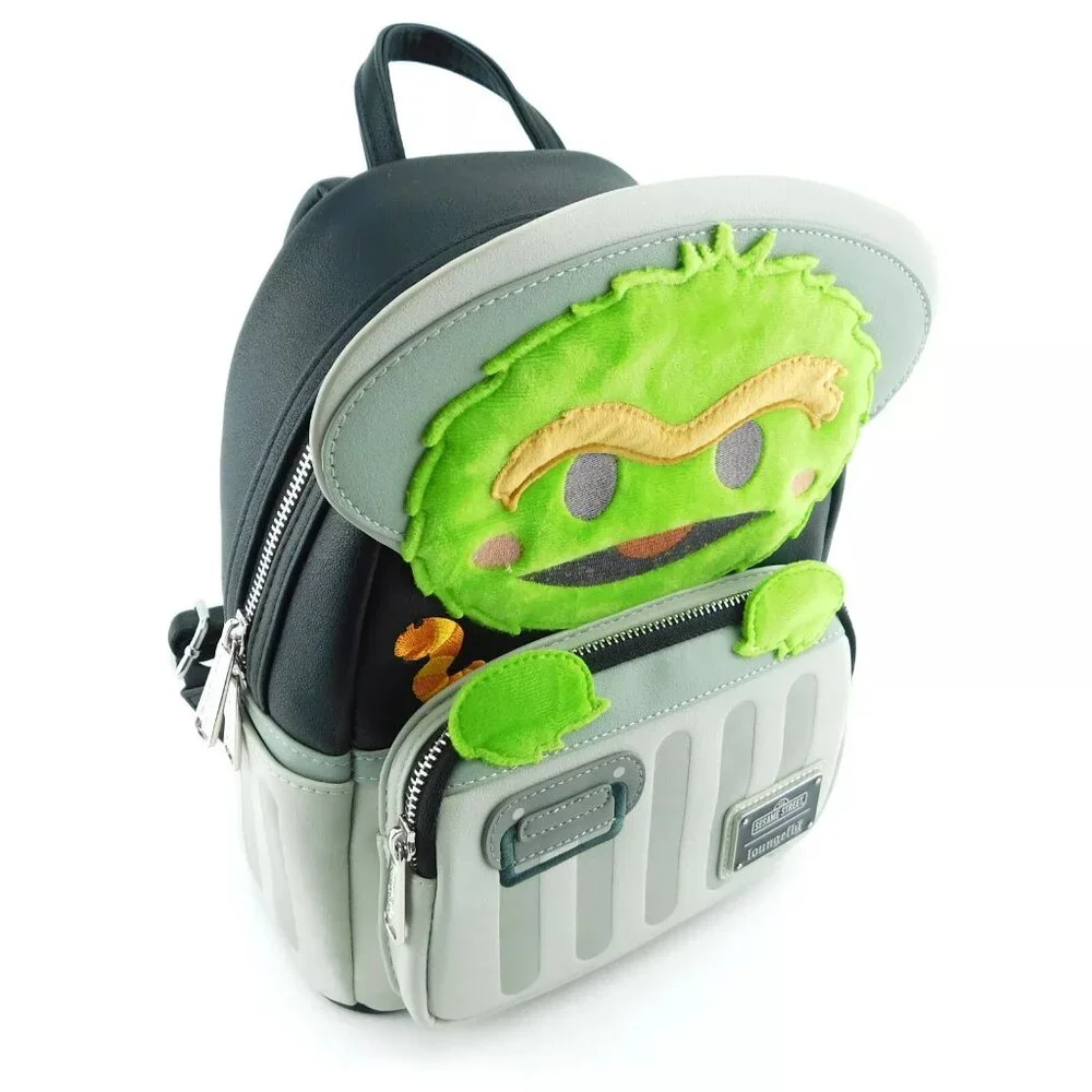 New SESAME STREET Loungefly Oscar the Grouch In Trashcan Backpack Bag
